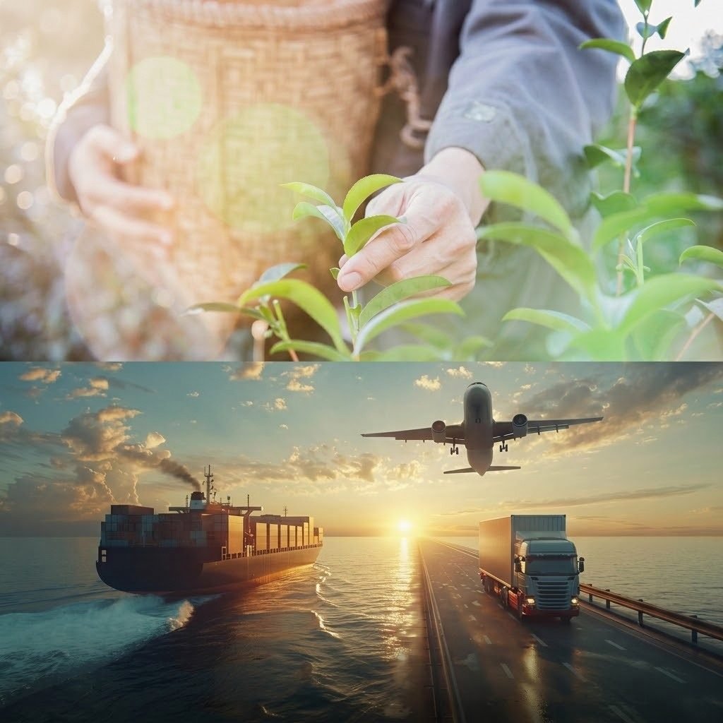 Complete organic matcha supply chain: hand-picking sourcing to global sea and air logistics